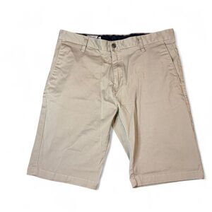 Volcom Men’s Khaki Chino Shorts Size 32 Flat Front Casual Skate Surfwear